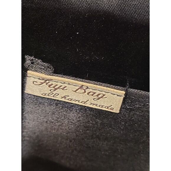 Vintage Figi Bay Handmade Black Beaded Clutch Bag Rectangle 12"x6" Foldover EUC - Picture 6 of 8